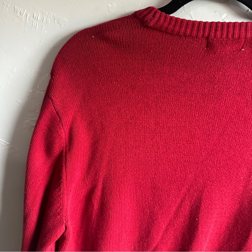 Dockers Polar Bear Fair Isle Sweater Red Ski Nordic Winter Knit Cozy Pullover M - Picture 7 of 11